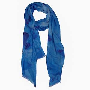 Ocean Waves Scarf –Modal Silk Wrap | Abstract Blue Watercolor Print