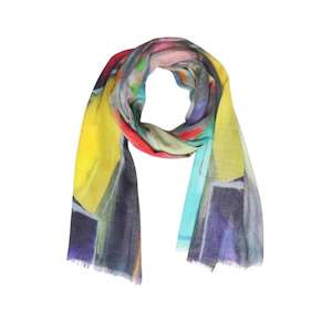 Abstract: Abstract Expressionist Art Scarf –  Fine Merino Wool Designer Wrap | Multicolor Modern Artistic Print