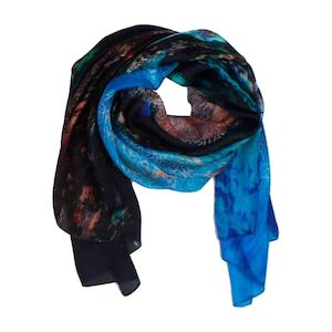 Ocean Reef Coral Australian Coastal Scarf – Pure Silk  Designer Wrap | Marine Nature Print