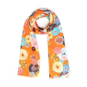 Lotus Leaves Japanese Floral Scarf – Modal Silk Designer Wrap | Multicolor Nat&hellip;