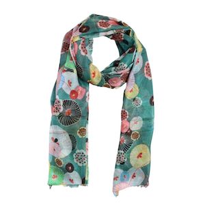 Lotus Leaves Japanese Floral Scarf – Modal Silk Designer Wrap | Multicolor Nat&hellip;