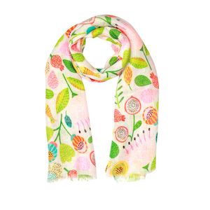 Rainbow Garden Japanese Floral Scarf – Pure Linen Designer Wrap | Multicolour &hellip;