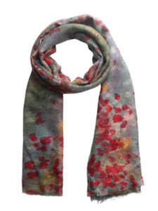 Old Masters: Poppy Field Floral Scarf – Merino Wool Silk Designer Wrap | Monet Inspired Old Master Landscape Print
