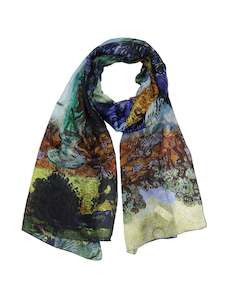 Van Gogh Inspired Abstract Landscape – Pure Silk Designer Scarf | Artistic Imp&hellip;