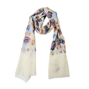 Merino Wool Designer Embroidered  Scarf