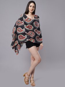 Embroidered: Paisleys Merino Wool Designer Embroidered  Scarf