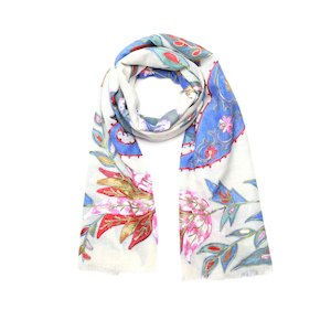 Floral Merino Wool Designer Embroidered  Scarf