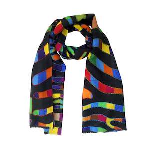 Embroidered: Colourful Embroidered Merino Wool Designer Scarf