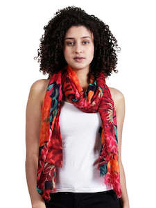Japanese Chrysanthemum Glory Floral Scarf – Cotton Modal Designer Wrap | Bold &hellip;