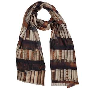 BookShelf Print Pure Cashmere Wool Scarf