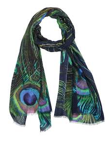 Peacock Feather Elegance Scarf – Pure Cashmere Wool Designer Wrap | Multicolou&hellip;