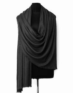 Cashmere Wool: Black Pure Cashmere wool Scarf