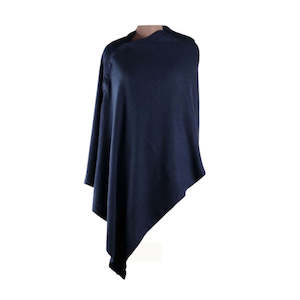 Navy Wool Poncho