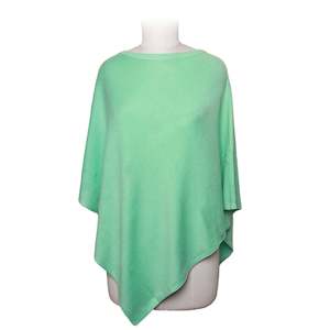 Boat Neck Wool Bend Poncho (Mint Green)