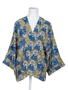 Kimonos: Abstract Print Cotton Muslin Short Kimono