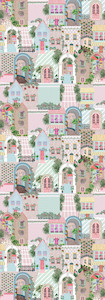 Structural: Mediterranean Village Scarf – Modal Silk Designer Wrap | Pastel Architectural Print