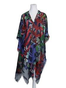 Floral Art Merino Wool Travel Cape