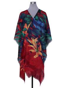 Floral Art Merino Wool Travel Cape