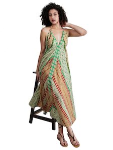 Long Knot Geometrical Screen Print Beach Dress