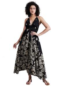 Beach Dress: Long Knot Floral Screen Print Beach Dress