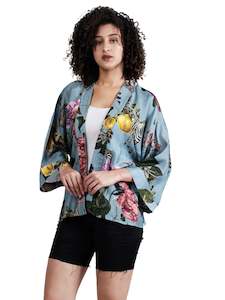Floral Cotton Muslin Short Kimono
