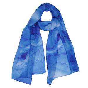 Pipeline Collection 1: Ocean Waves Scarf – Pure Silk Wrap | Abstract Blue Watercolor Print