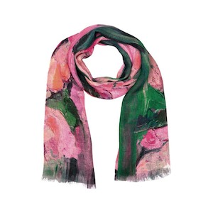 Rose Symphony Floral Scarf – Merino Fine Wool Designer Wrap | Hand-Painted Pin&hellip;