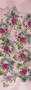 Fabric: Botanical Bloom Scarf – Linen Wrap | Vintage-Inspired Magenta Flowers on Soft Blush Pink