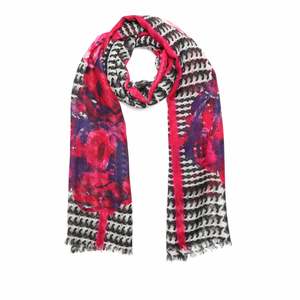 Geometric: Crimson Weave Merino Wool Silk Scarf – Floral & Geometric Designer Print