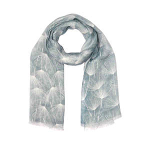 Blue Mirage Feather Bloom Linen Designer Scarf – 100% Pure Linen Wrap | Soft G&hellip;