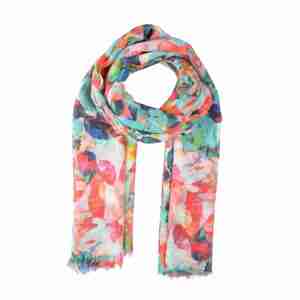 Blooming Watercolour Garden Merino Silk Designer Scarf