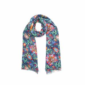 Floral: Merino Wool Scarf – Vibrant Garden Whimsy Print