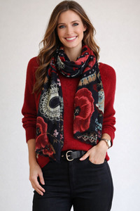 Geometric: Velvet Paisley Garden – Merino wool Winter Scarf