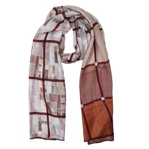 Autumn Check Harmony – Pure Silk Contemporary Grid Scarf