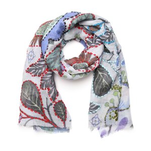 Embroidered: KANTHA EMBROIDERED MERINO WOOL SCARF