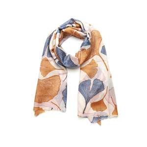 Embroidered: Gingko Leaves Merino Wool Embroidered Scarf
