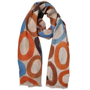 Autumn Loop Abstract Hand-Painted Merino Wool Scarf