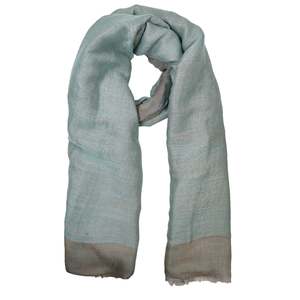 Embroidered: Zari Border Woven Merino Scarf | Grey