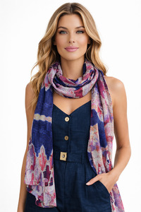 Tribal Mosaic Geometric Scarf – Pure Linen Designer Wrap | Multicolor Abstract&hellip;