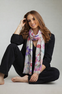 Linen: Floral Modal Linen Designer Scarf