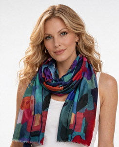 Petal Rain Abstract – Merino Wool Scarf