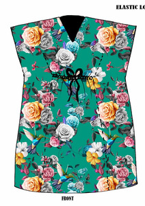Fashion: Emerald Garden Hummingbird Modal Satin Kaftan Dress