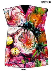 Fashion: Vibrant Bloom Abstract Floral Modal Satin Kaftan Dress