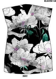 Fashion: Noir Blossom Floral Viscose Crepe Long Kaftan Dress