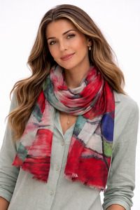 New Arrival: Scarlet Motion – Merino Wool Expressive Abstract Scarf