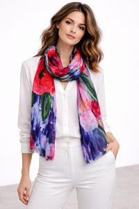 Merino Silk: Blossom Brush Symphony – Merino Wool Winter Scarf