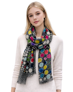 Multicolour Polka Art – Hand-Painted Merino Wool Designer Scarf