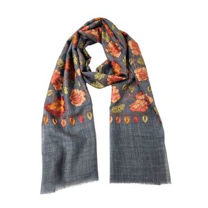 Autumn Rose Embroidery – Merino Wool Scarf