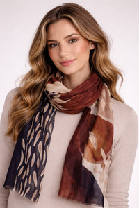 New Arrival: Terracotta Eclipse – Fine Merino Modern Abstract Scarf