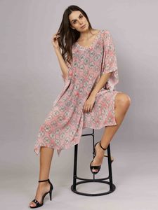 Japanese Print Long Silk Kaftan